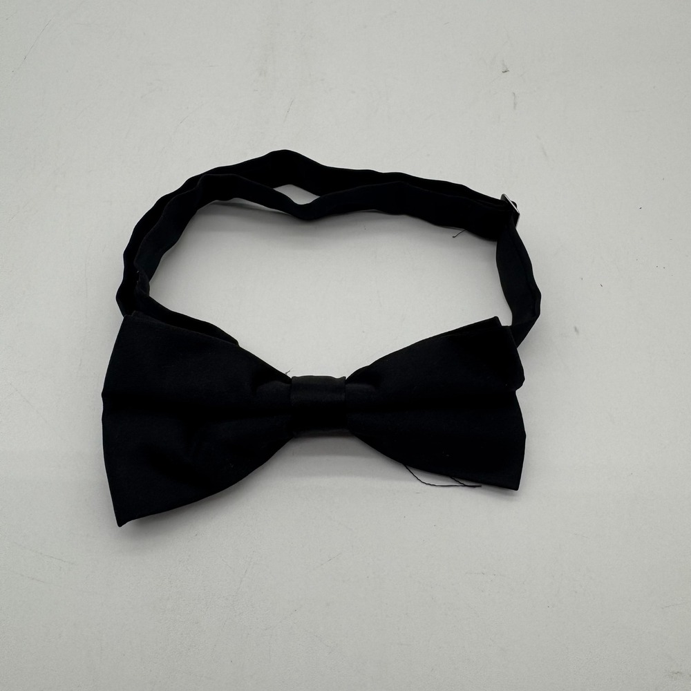 Mens Black Pre-Tied Bow Tie Adjustable Neck Strap Formal Wedding